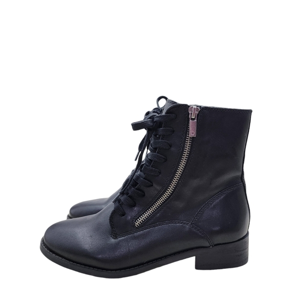 Lucky Brand Women's Hildran Leather Zip Up Combat Boot - 7.5 - Picture 1 of 7